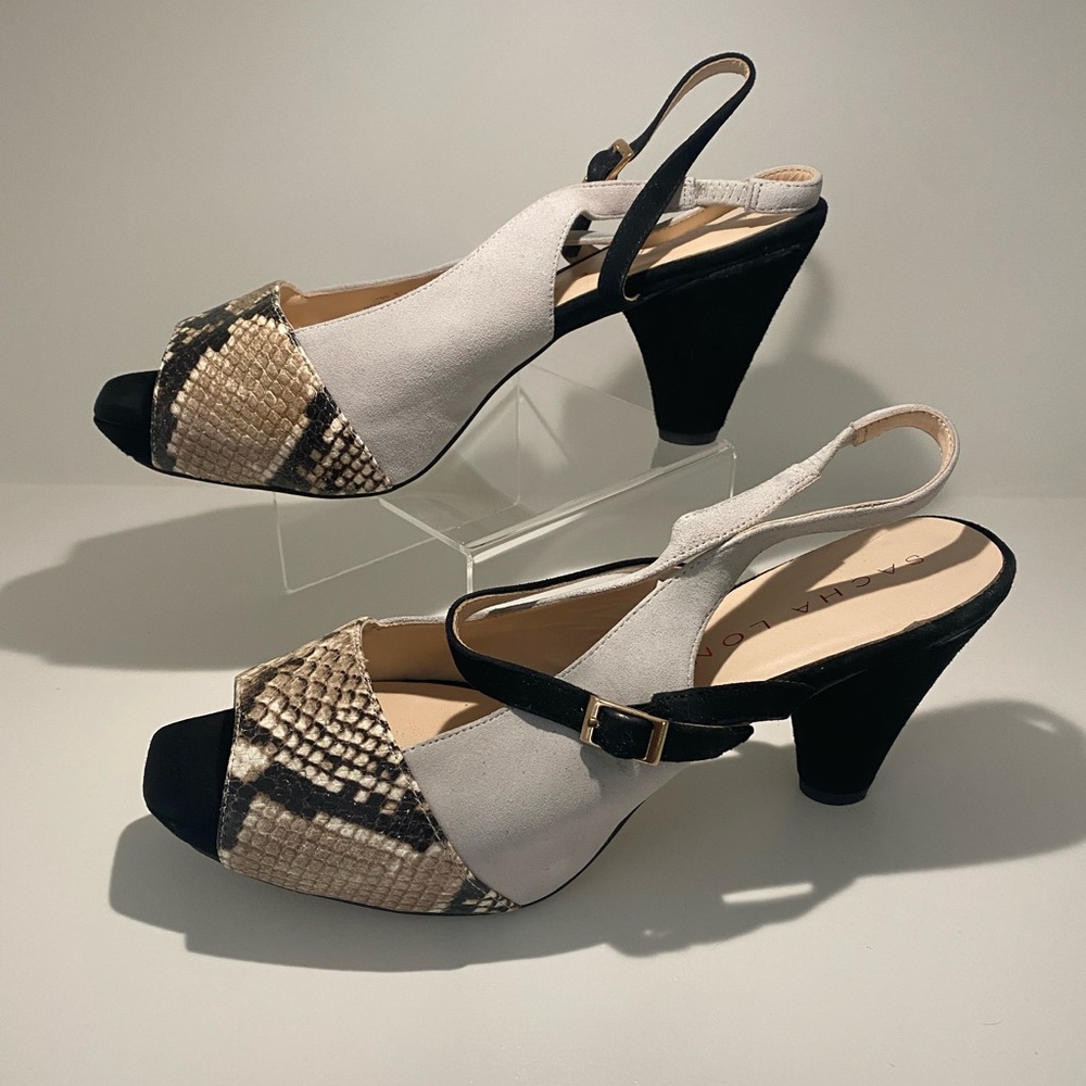 Sacha London Snake and Grey Suede Sling Back Shoes